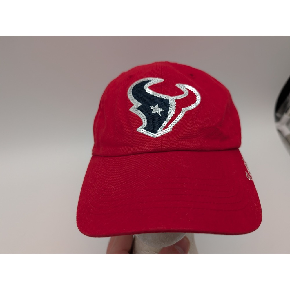 47 Brand Houston Texans NFL Womens Red Sequin Logo Adjustable Hat Baseball Cap